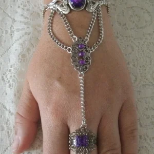 Pulsera-Anillo con amatistas