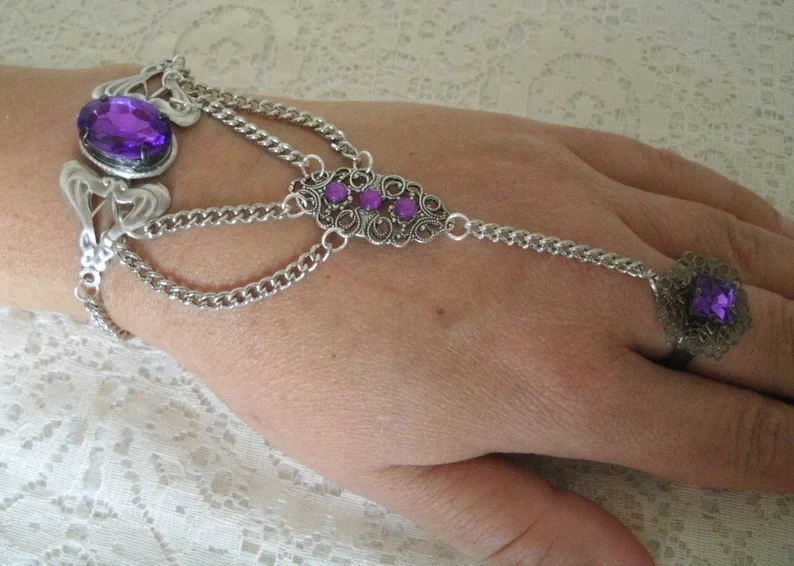 Pulsera-Anillo con amatistas - Imagen 2